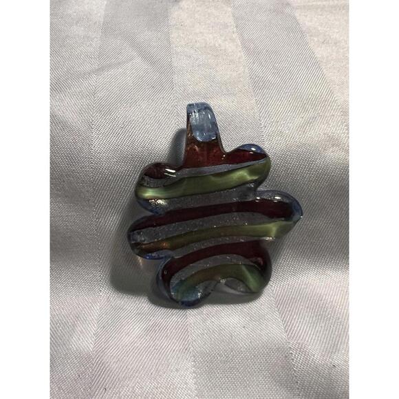 Artisan Hand Blown Glass Flower Pendant Slide Murano Style 1in Y2K Cottagecore - Picture 4 of 5